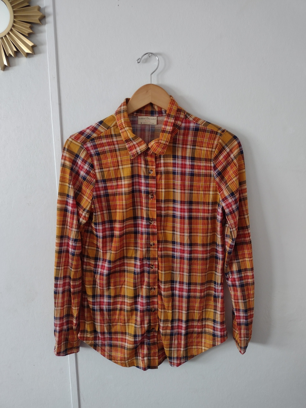 Womens Plaid Button Down Shirt Medium